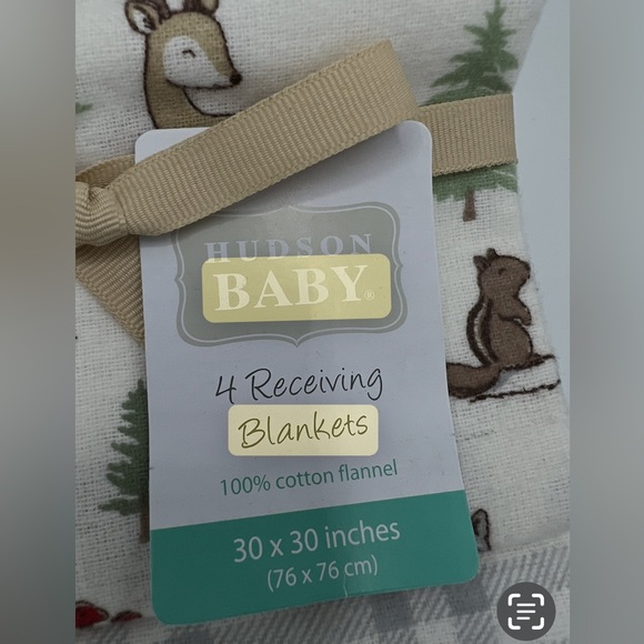 100% COTTON 4 PACK RECEIVING BLANKETS WOODLAND ANIMALS - Picture 2 of 7